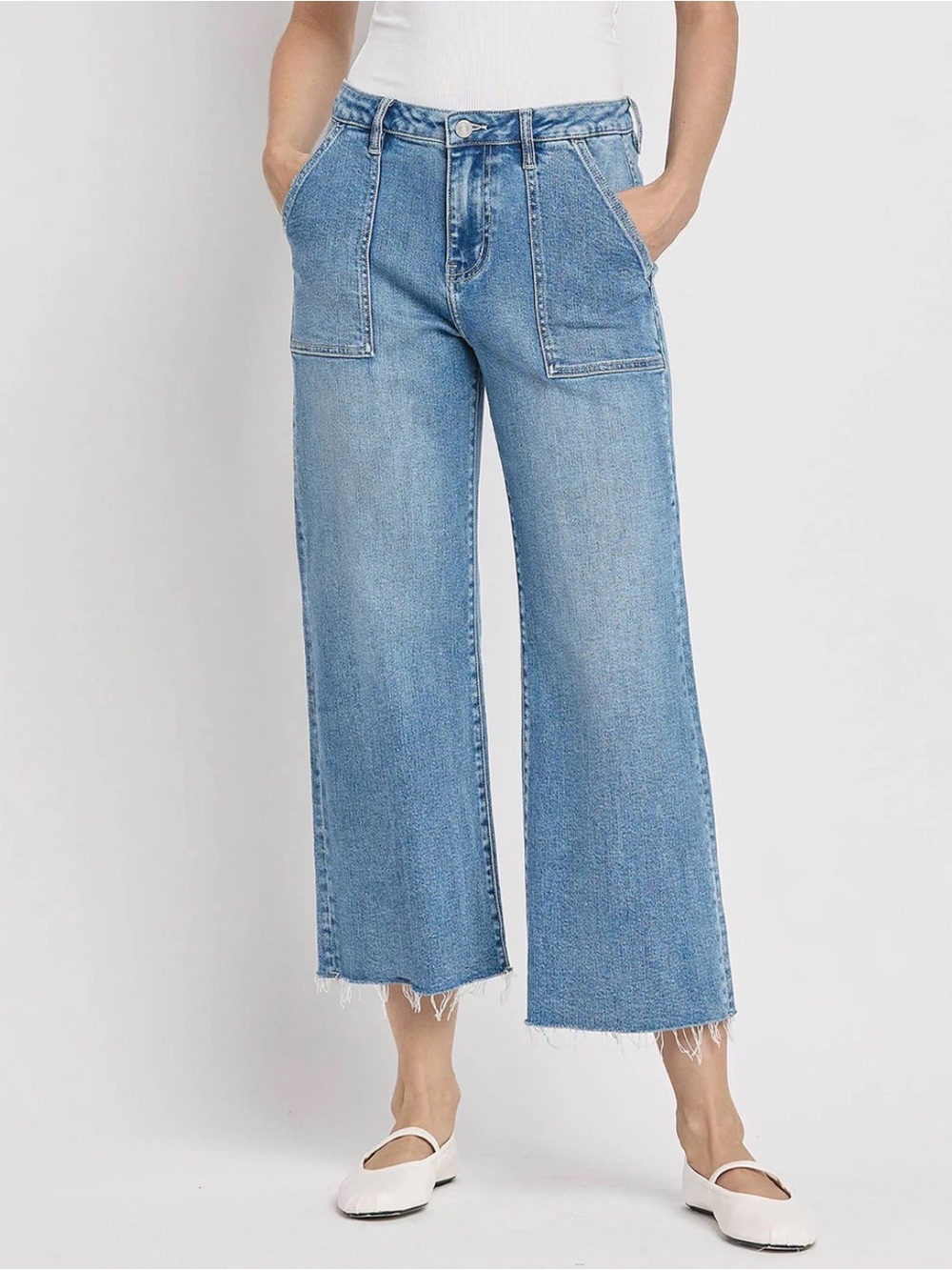 Lovervet LV1439 High Rise Carpenter Utility Wide Leg Crop Jeans Size 28/7